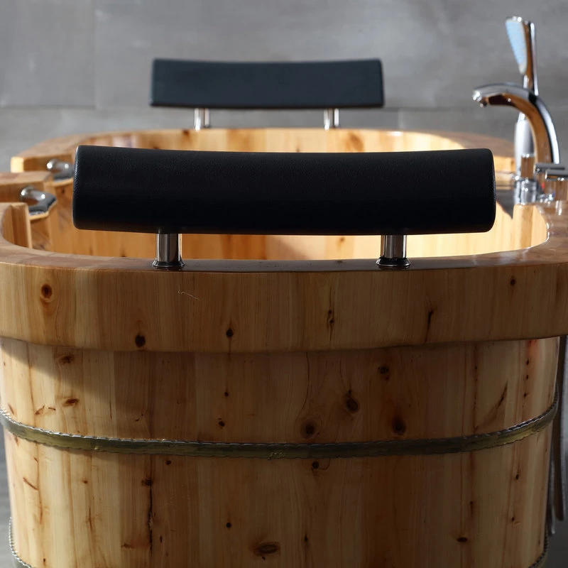 Alfi Trade Inc Alfi Brand 65" 2 Person Free Standing Wooden Bathtub With Fixtures & Headrests - Image 8