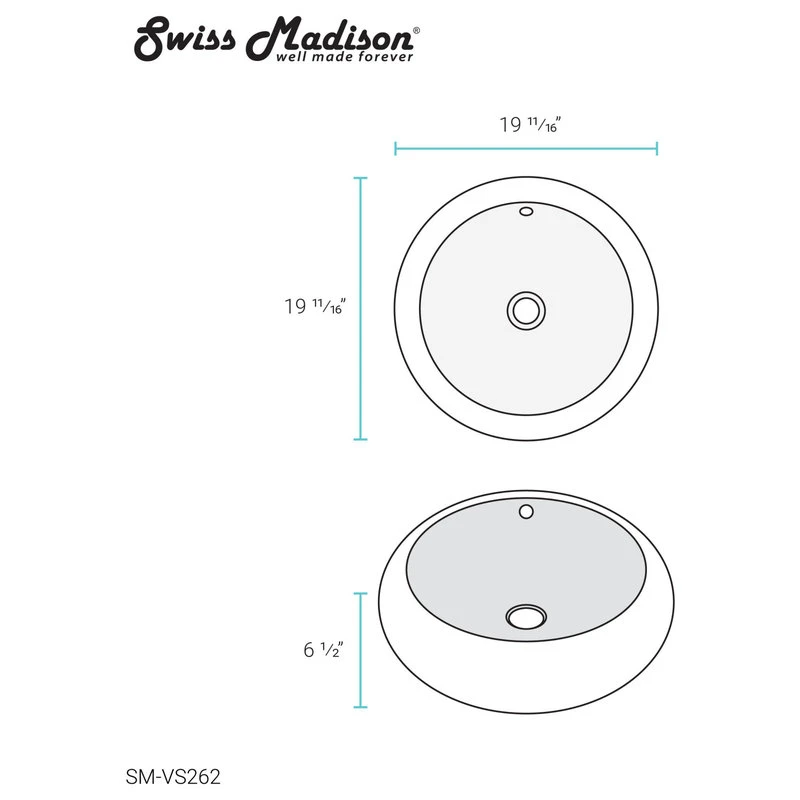 Swiss Madison Plaisir Round Ceramic Bathroom Vessel Sink - Image 11