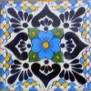Mexican Decorative Accessories 4"x4" Mexican Ceramic Handmade Tile #C116