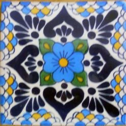 Mexican Decorative Accessories 4"x4" Mexican Ceramic Handmade Tile #C116