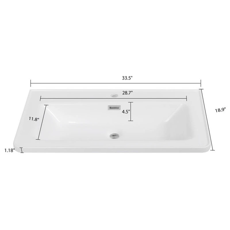 34" Solid Surface Resin Streamline K-1812-34 Vanity Top - Image 5