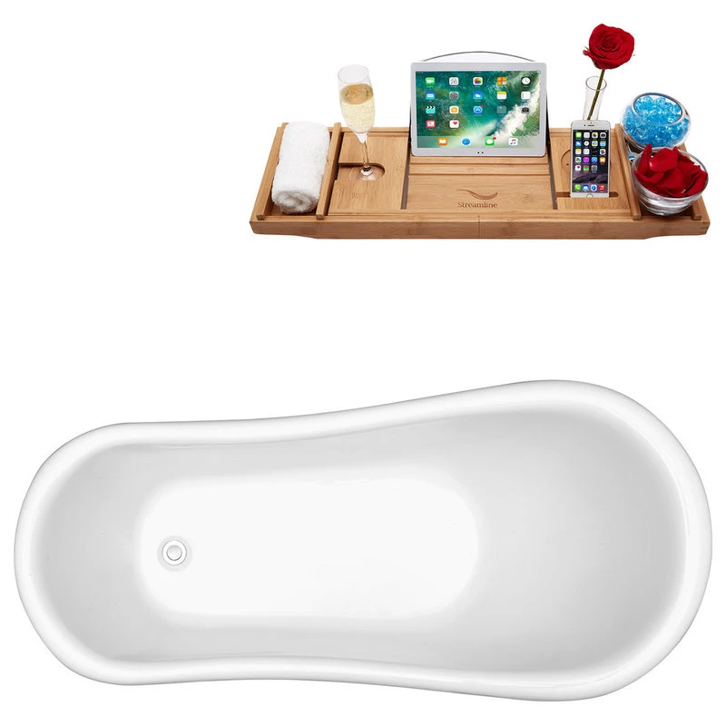 Streamline 61" Soaking Clawfoot Tub With Internal Drain, White - Image 3