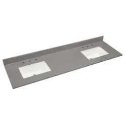 Altair Madrid Bathroom Vanity Countertop, Concrete Gray With White Sink, 73"