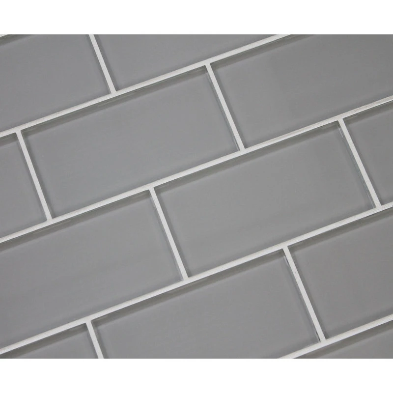 Rocky Point Tile Co Pearl Gray 3x6 Glass Subway Tile, 3"x6" Tiles, Set Of 8 - Image 2