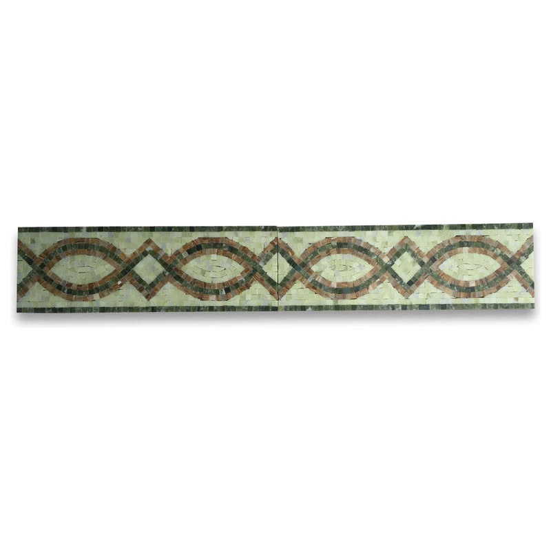 Stone Center Online Marble Mosaic Border Listello Tile Romanze Green Jade 5.9x17.7 Polish, 1 Piece - Image 2
