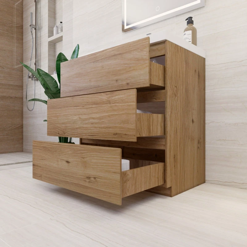 BATHROOM VANITIES WHOLESALE Moa 30" Single Bathroom Vanity In Natural Oak - Image 4