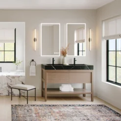 MOD The Shoji Bathroom Vanity, Double Sink, 48", Chestnut Oak, Freestanding