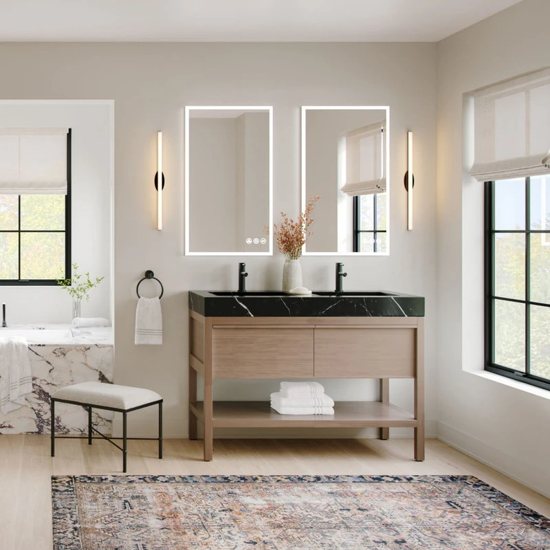 MOD The Shoji Bathroom Vanity, Double Sink, 48", Chestnut Oak, Freestanding