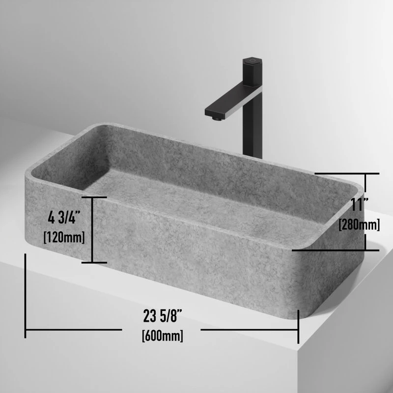 VIGO Concreto Stone Rectangular Bathroom Vessel Sink - Image 6
