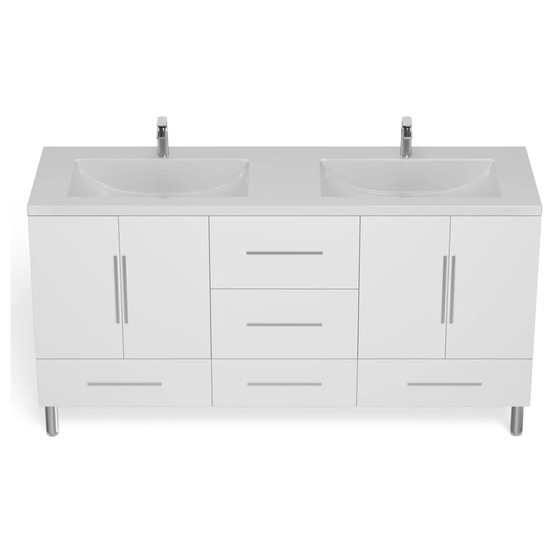 MOD The Mendocino Bathroom Vanity, White, 67", Double Sink, Freestanding - Image 13
