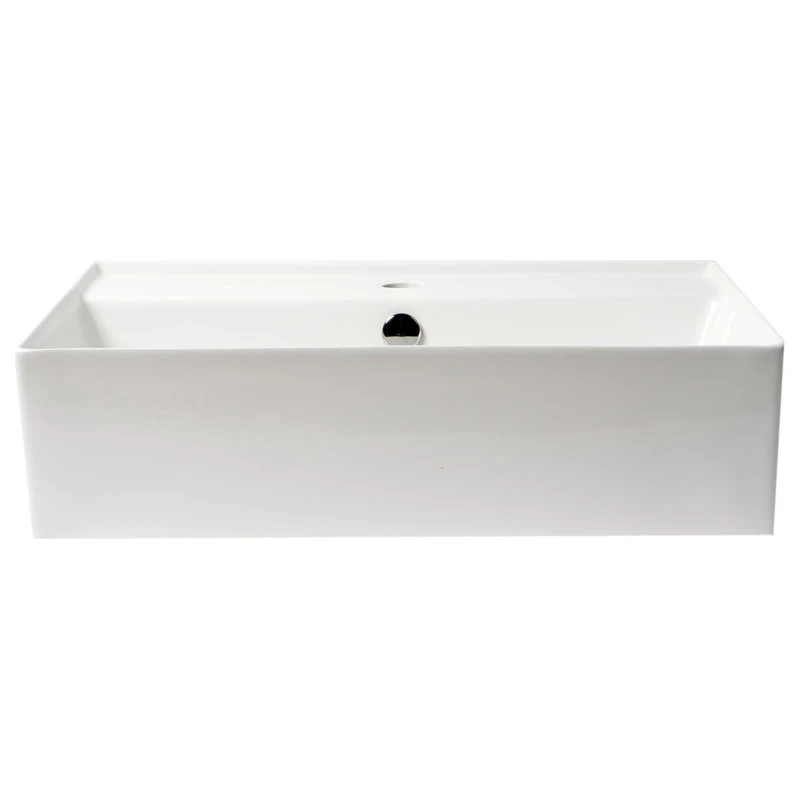 Alfi Trade White 24" Modern Rectangular Above Mount Ceramic Sink With Faucet Hole - Image 5