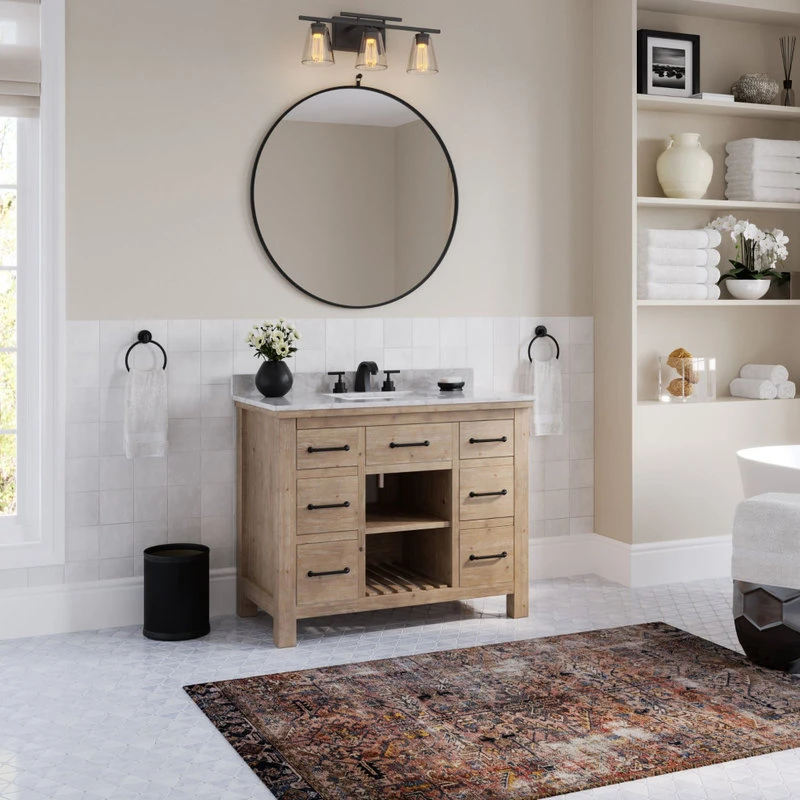 MOD Rawley Bath Vanity, Weathered Fir, 42", Single Sink, Marble Top, Freestanding - Image 2