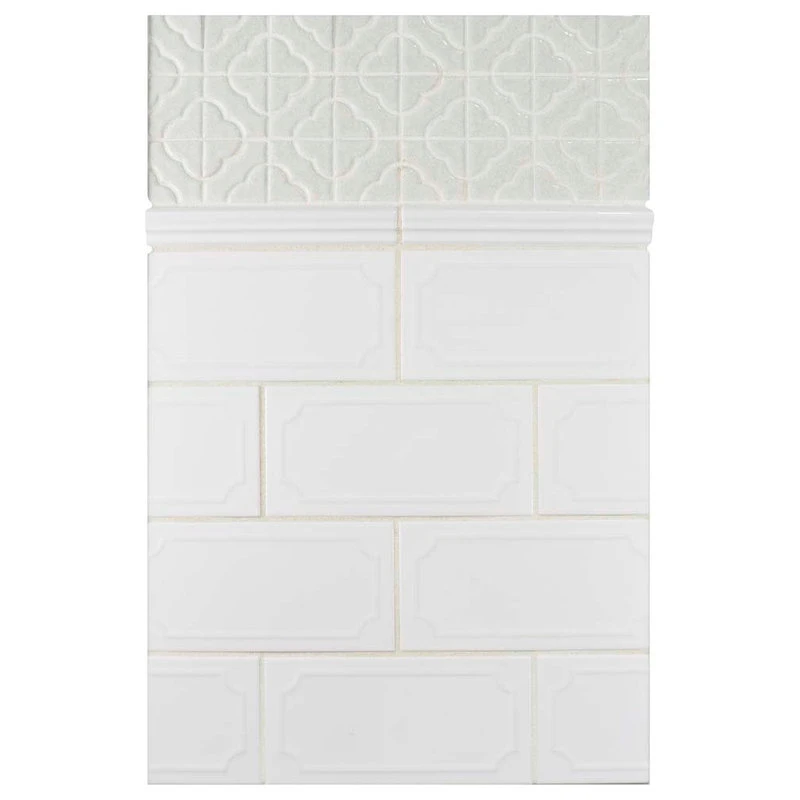 Merola Tile Brillo Zen Ceramic Moldura Trim Tile, Blanco 5 Merola Tile Brillo Zen Ceramic Moldura Trim Tile, Blanco - Image 3