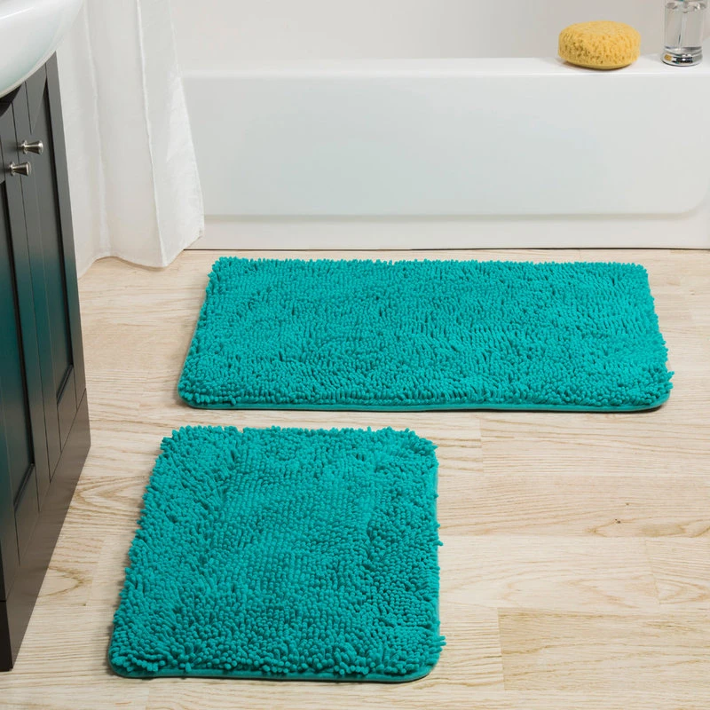 Lavish Home 2 Piece Shag Memory Foam Bath Mat Set, Seafoam - Image 2