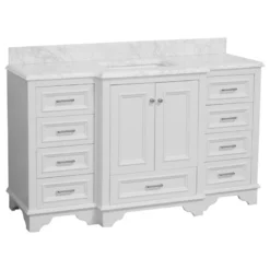 Kitchen Bath Collection Nantucket 60" Single Bathroom Vanity In White With Carrara Marble Top