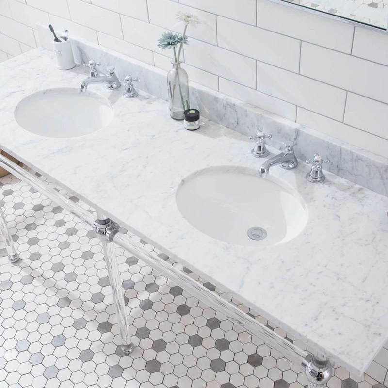 Water Creation Empire 72" Wide Double Wash Stand, P-Trap, Countertop With Basin, Faucet - Image 10