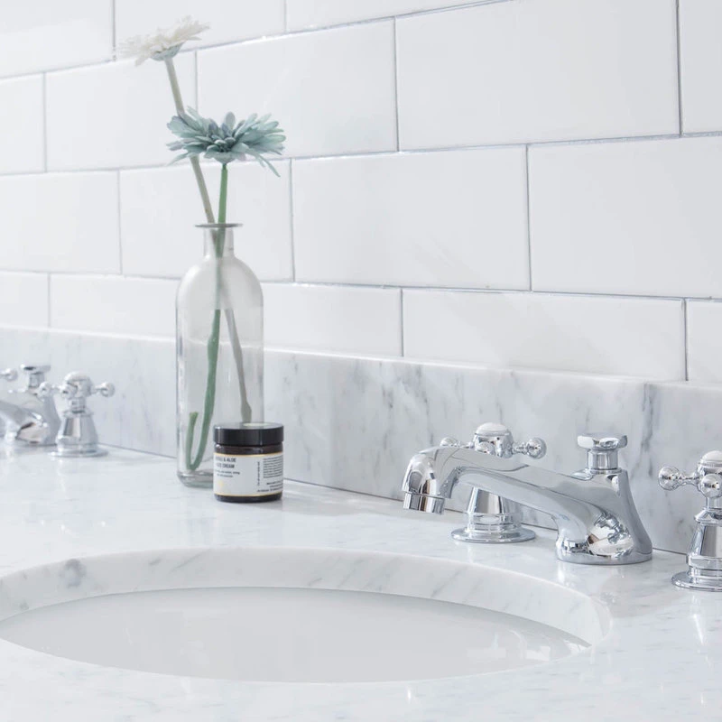 Water Creation Empire 72" Wide Double Wash Stand, P-Trap, Countertop With Basin, Faucet - Image 11