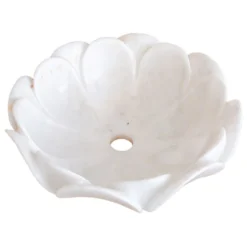 Villohome Carrara White Marble Flower Shape Sink Bowl Polished (D)17" (H)6"