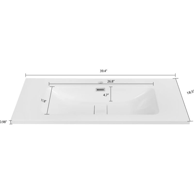 40" Solid Surface Resin Streamline K-1409-40 Vanity Top - Image 5