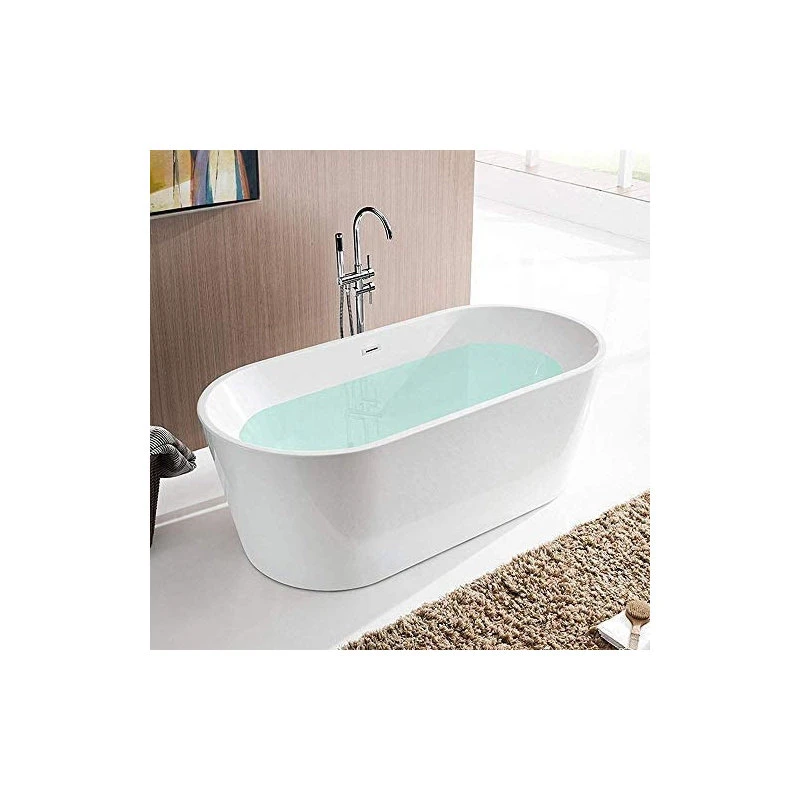 Vanity Art LLC Vanity Art Freestanding Acrylic Bathtub, White/Polished Chrome, Xs (54") - Image 12
