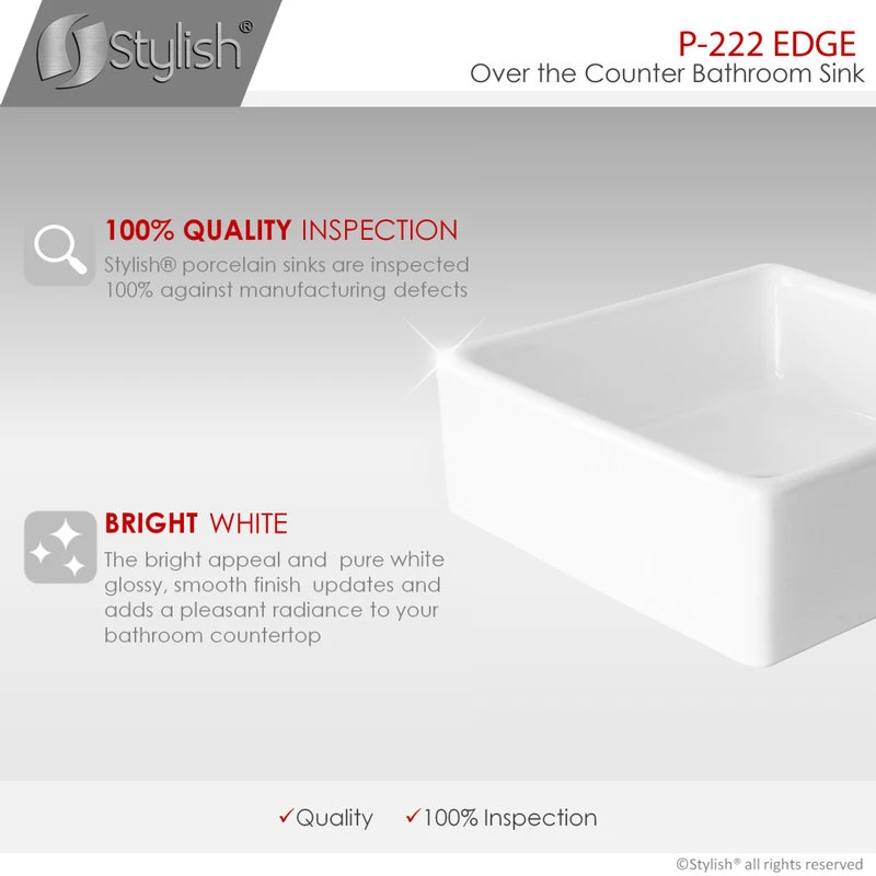 STYLISH 15" White Square Ceramic Vessel Bathroom Sink - Image 5