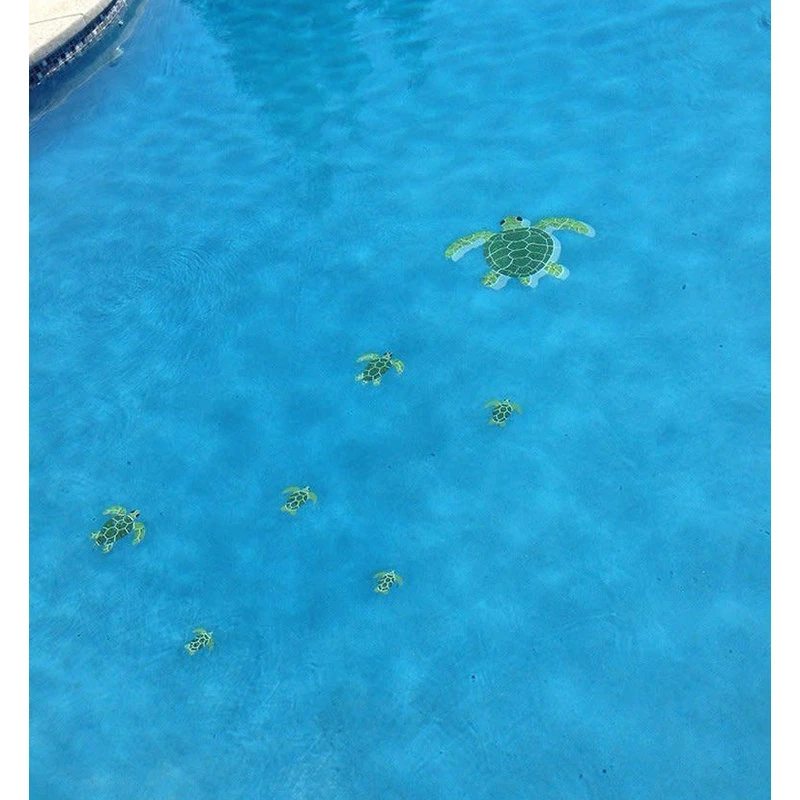 Blue Water Pool Mosaics Turtle Group Ceramic Swimming Pool Mosaic Green/Brown - Image 5