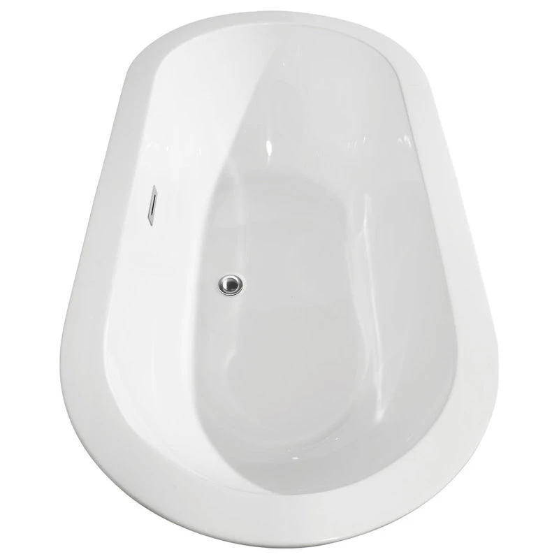 Wyndham Collection Soho 60" Freestanding White Bathtub, Polished Chrome Drain And Overflow Trim - Image 4