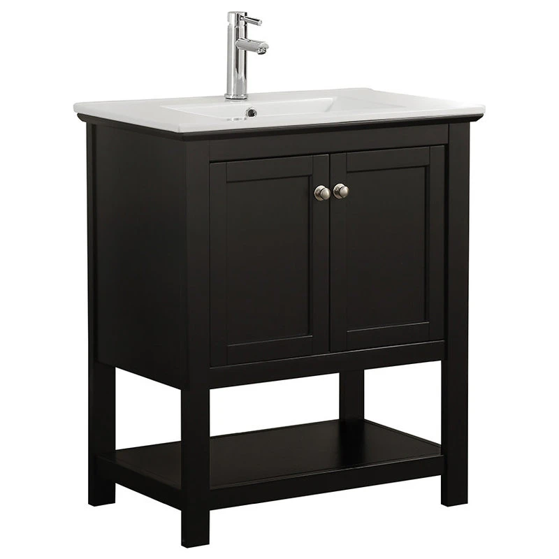Fresca Manchester 30" Single Bathroom Vanity In Black With White Ceramic Top