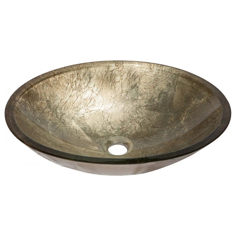 Eden Bath - Vessel Sinks Champagne Foil Oval Tempered Glass Vessel Sink For Bathroom, 19 X 15 Inch - Image 2