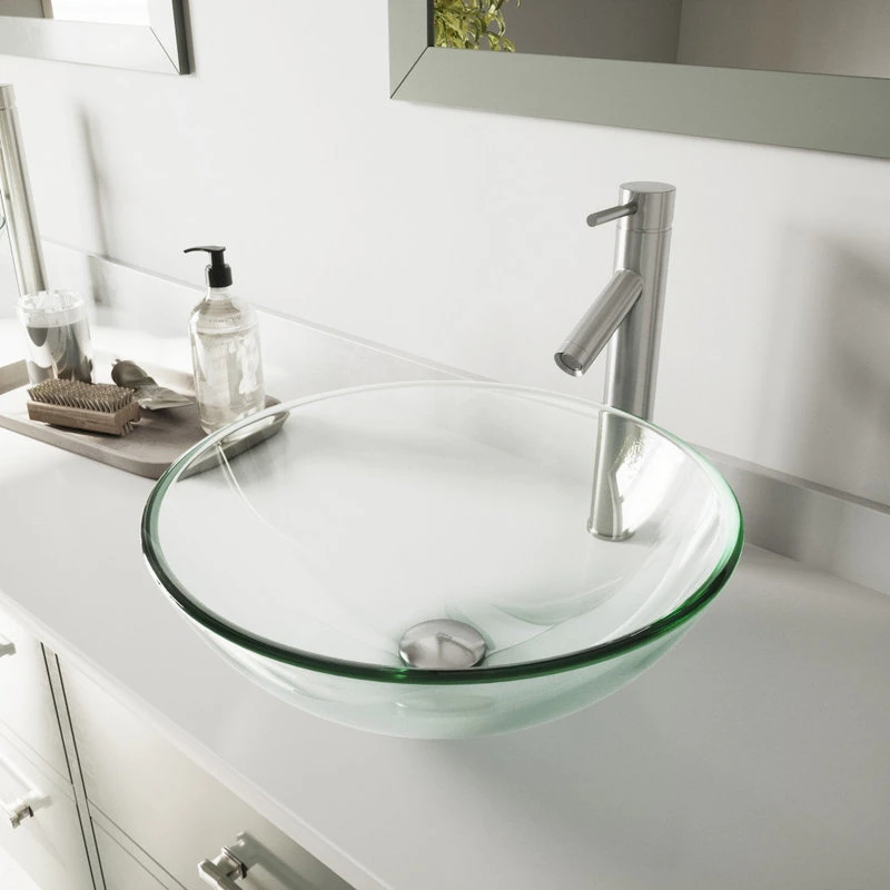 VIGO Crystalline Glass Vessel Bathroom Sink Set With Dior Vessel Faucet - Image 5