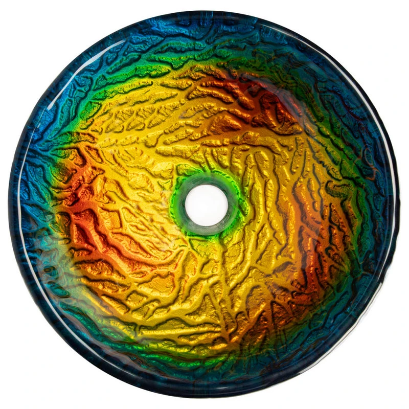 Eden Bath - Vessel Sinks Modern Colorful True Planet Round Tempered Glass Vessel Sink For Bathroom 14" - Image 3
