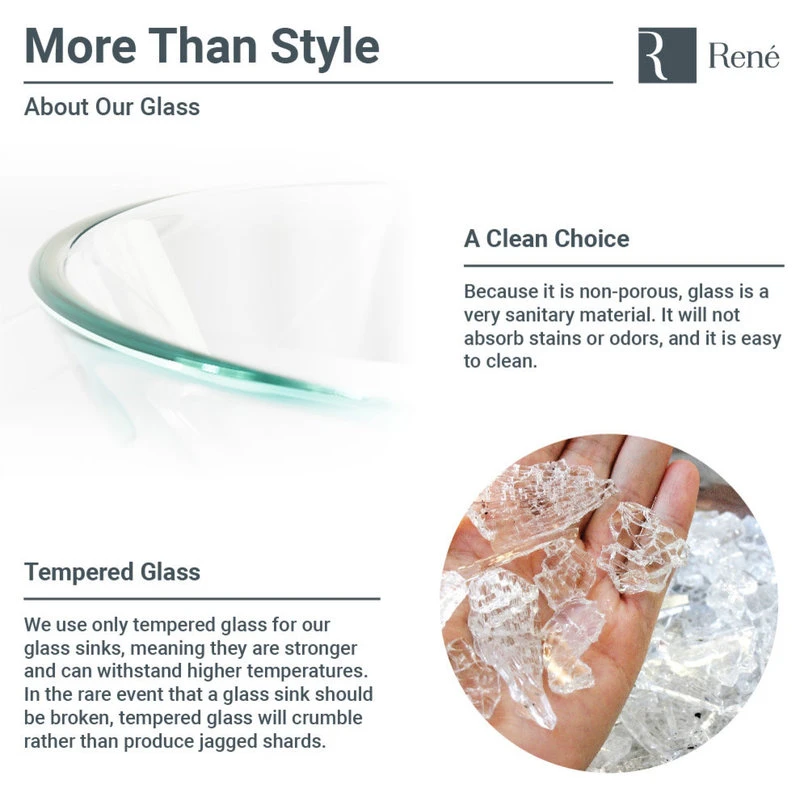 Rene R5-5024-WF 16-1/2" Glass Vessel Bathroom Sink - Clear / Antique Bronze - Image 3