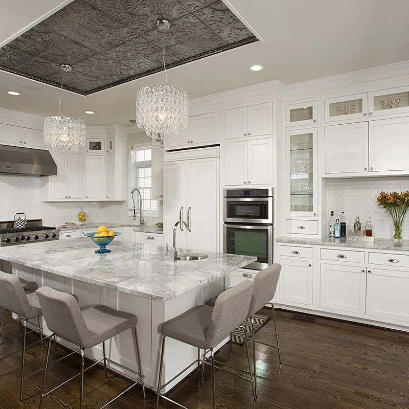 American Tin Ceilings Tin Ceiling 5-Pack Kit, 2' X 2', Brushed Satin Nickel Pattern #02 - Image 3