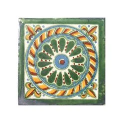 Mexican Decorative Accessories 4"x4" Mexican Ceramic Handmade Tile #C051