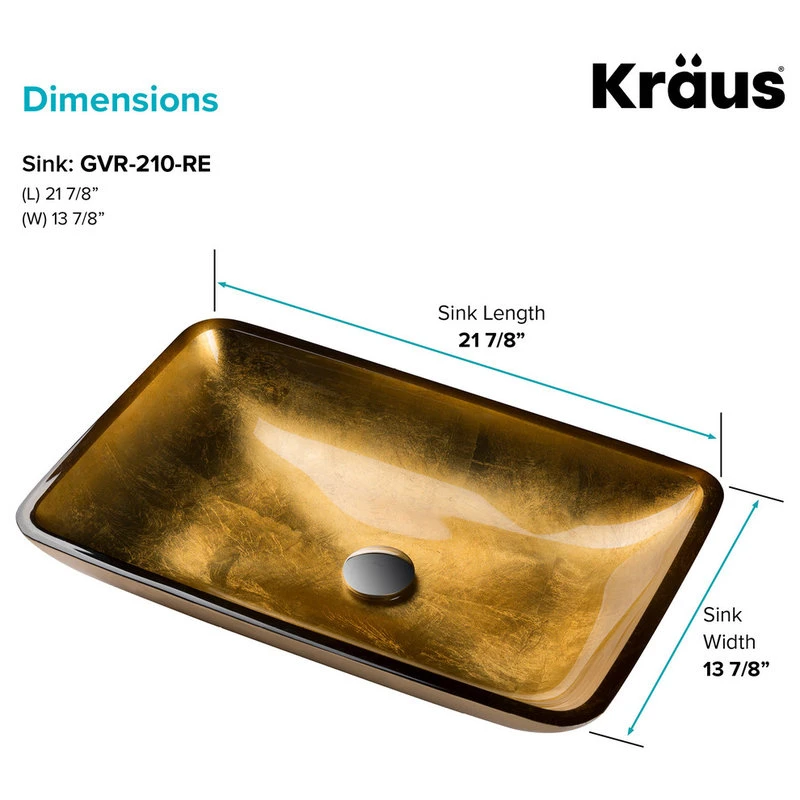 Kraus USA, Inc. Kraus GVR-210-RE-SO 21-7/8" Golden Pearl Glass Vessel Bathroom - Golden Pearl - Image 5