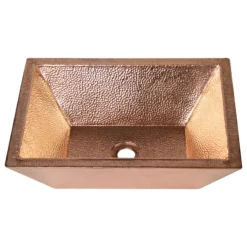 AmbienteHomeDecor 18" Rectangular Vessel Double Wall Hammered Copper Bathroom Sink, 17 Gauge