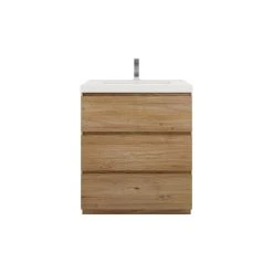 BATHROOM VANITIES WHOLESALE Moa 30" Single Bathroom Vanity In Natural Oak