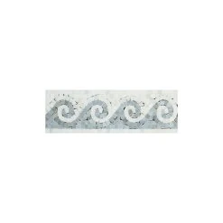 Oriental White Marble Polished Wave Border W/ Blue-Gray Dots