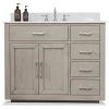 Urban Furnishing Grace 42" Single Bathroom Vanity In Rich Antique Gray Oak With Carrara White Quartz Top