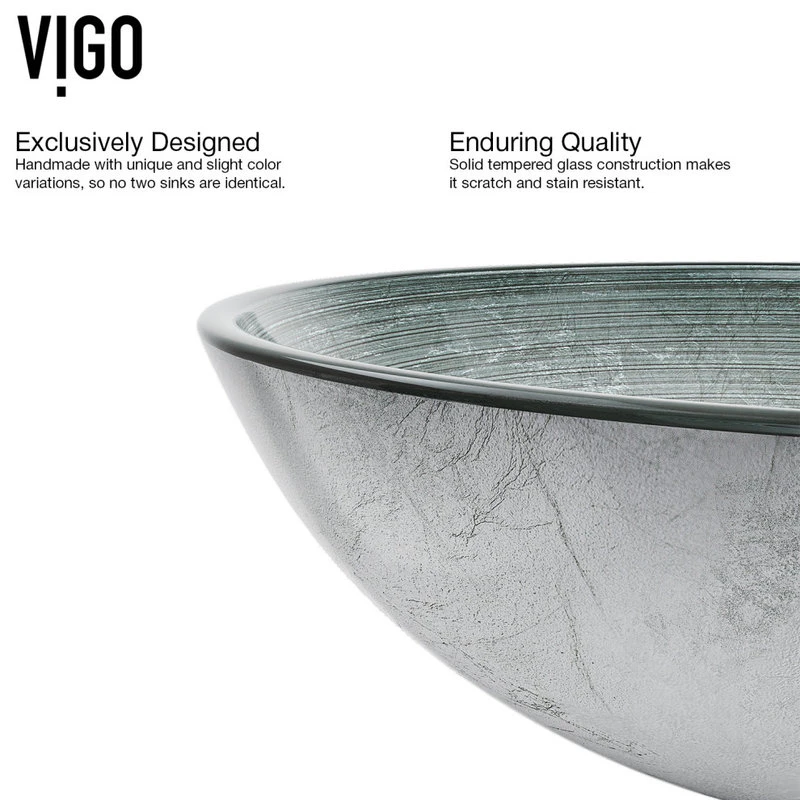 VIGO Simply Silver Glass Vessel Sink And Blackstonian Faucet Set, Matte Black - Image 11