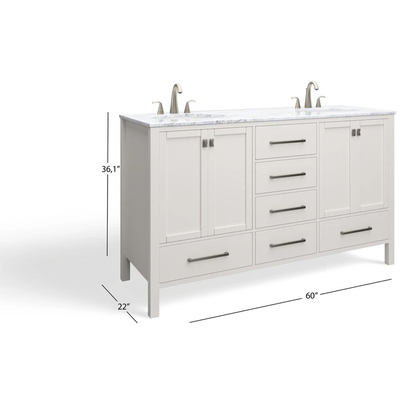 MOD Ellary Bath Vanity, White, 60", Double, With Mirror, Freestanding - Image 8