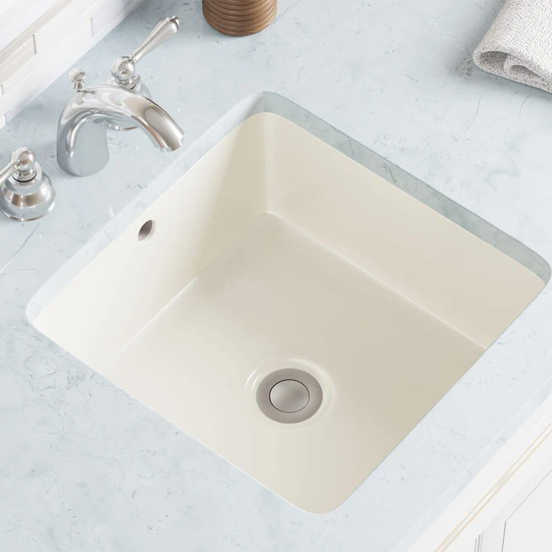 MR Direct Sinks And Faucets U1414-Bisque Undermount Porcelain Bathroom Sink, Bisque, Sink Only - Image 2