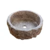 Black Looms Silver Travertine Rustic Stone Vessel Sink Honed Interior Hand Chiseled Exterior