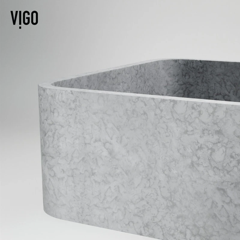VIGO Concreto Stone Rectangular Bathroom Vessel Sink - Image 9