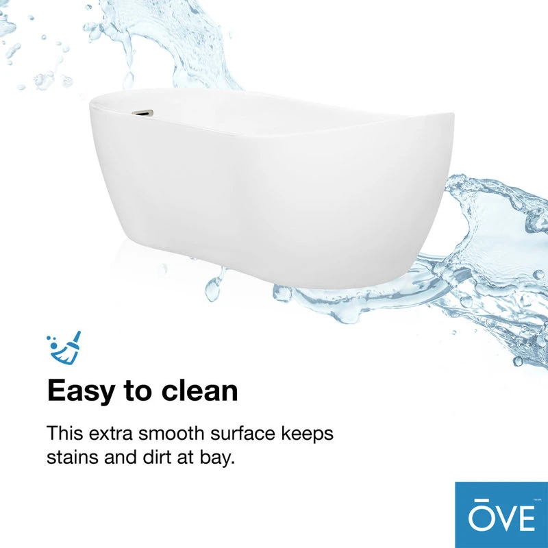 OVE Decors Isaac 58" Seamless White Acrylic Freestanding Slipper Bathtub - Image 7
