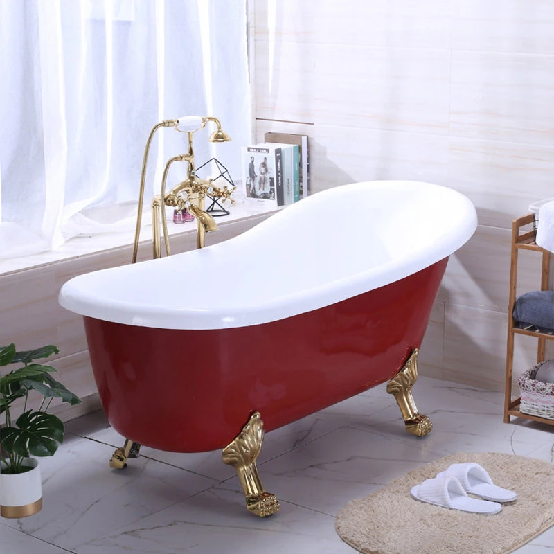Vanity Art LLC Vanity Art Freestanding Acrylic Bathtub, Red And White, 66.9" X 31.5" - Image 13