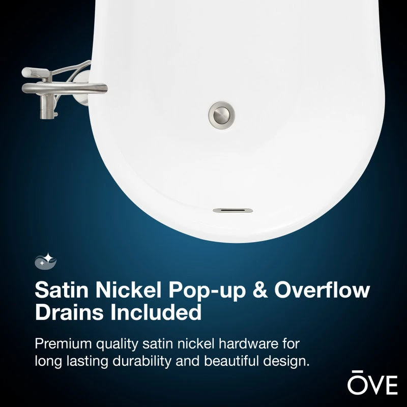 OVE Decors Isaac 58" Seamless White Acrylic Freestanding Slipper Bathtub - Image 8