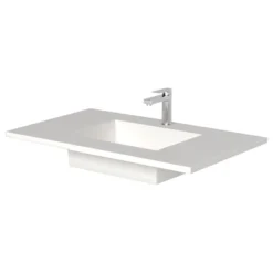 Castello USA Serenity Solid Surface Bathroom Vanity Top With Sink, White, 36", Standard