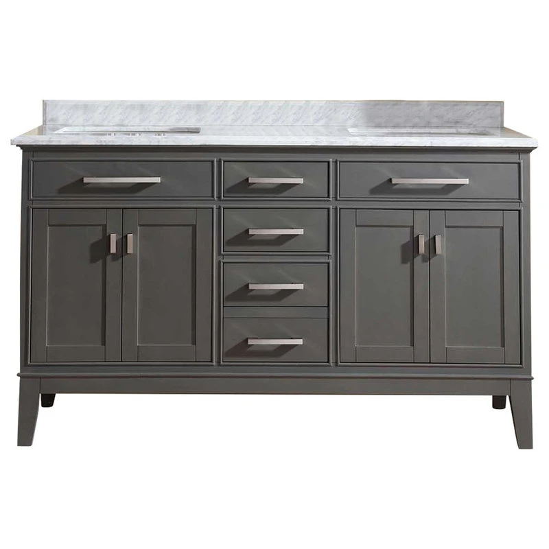 Ari Kitchen & Bath Danny Double Bathroom Vanity Set, Maple Gray, 60"