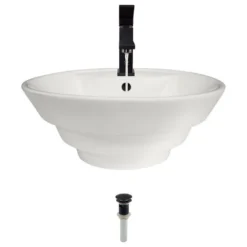 MR Direct Sinks And Faucets V2003 Porcelain Vessel Sink, Bisque, 720 Vessel Faucet, Antique Bronze
